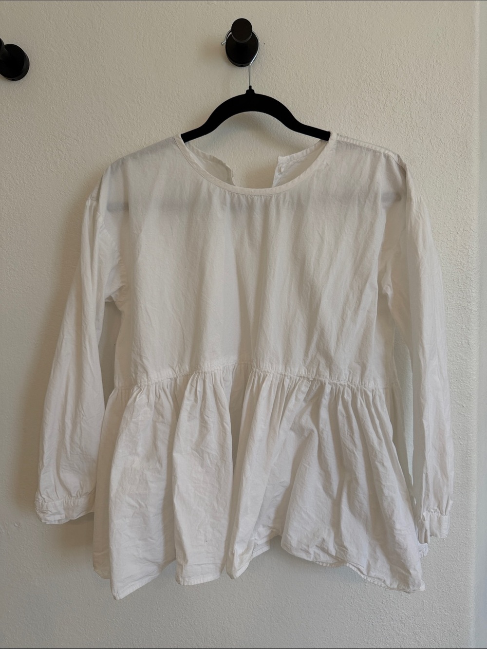 Maison De Soil Cotton Peplum Long Sleeve Top Blouse